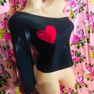 Betsey Johnson vintage heart disco shiny crop top